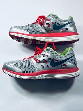Nike Dual Fusion Lite Running Shoes Silver Red Neon Green 599571-007 Women’s 9.5